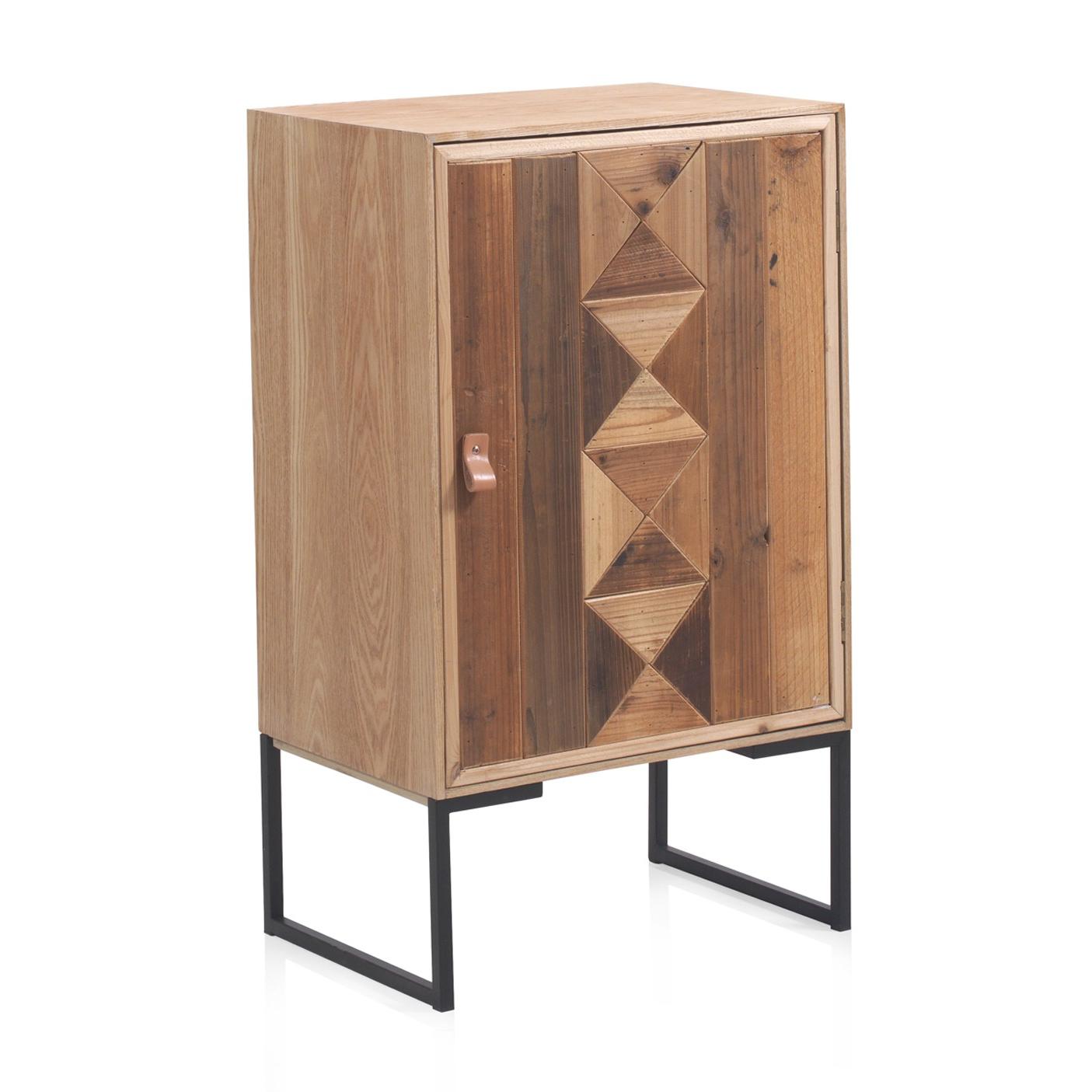 Mesilla De Noche De Madera Reciclada 1 Puerta Y Base De Metal El mejor complemento para tu hogar. Fijalo