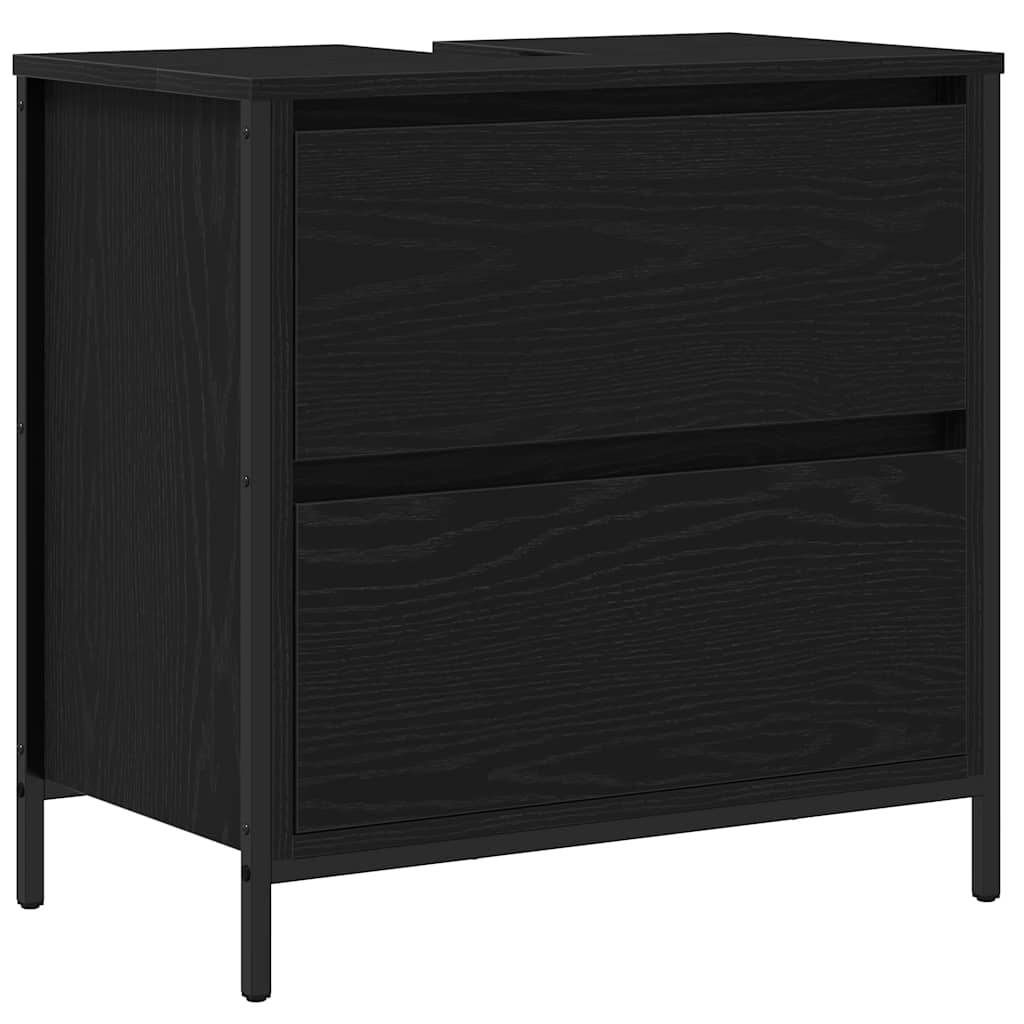 vidaXL Mueble de baño con lavabo y cajones roble negro 60x34,5x60 cm