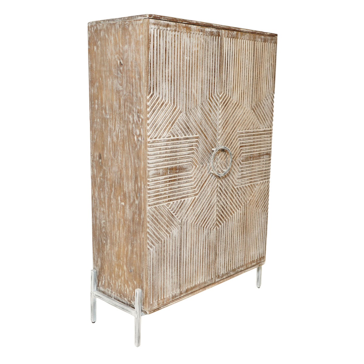 Armario blanco de madera 85x134 cm, diseño moderno, puertas decorativas, estilo nórdico para dormitorio o salón