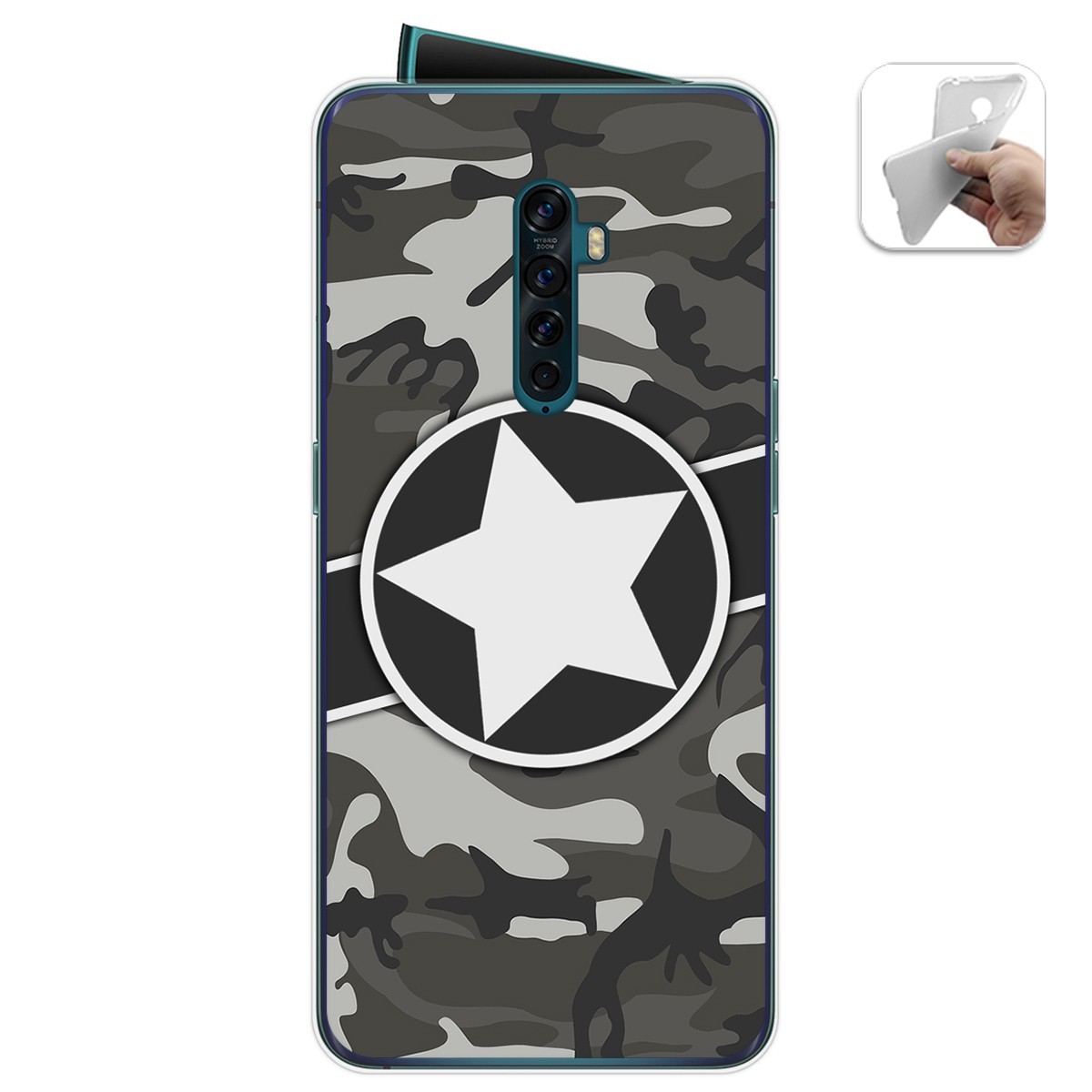 Tumundosmartphone Funda Gel Tpu para Oppo Reno 2 diseño Camuflaje 02 Dibujos