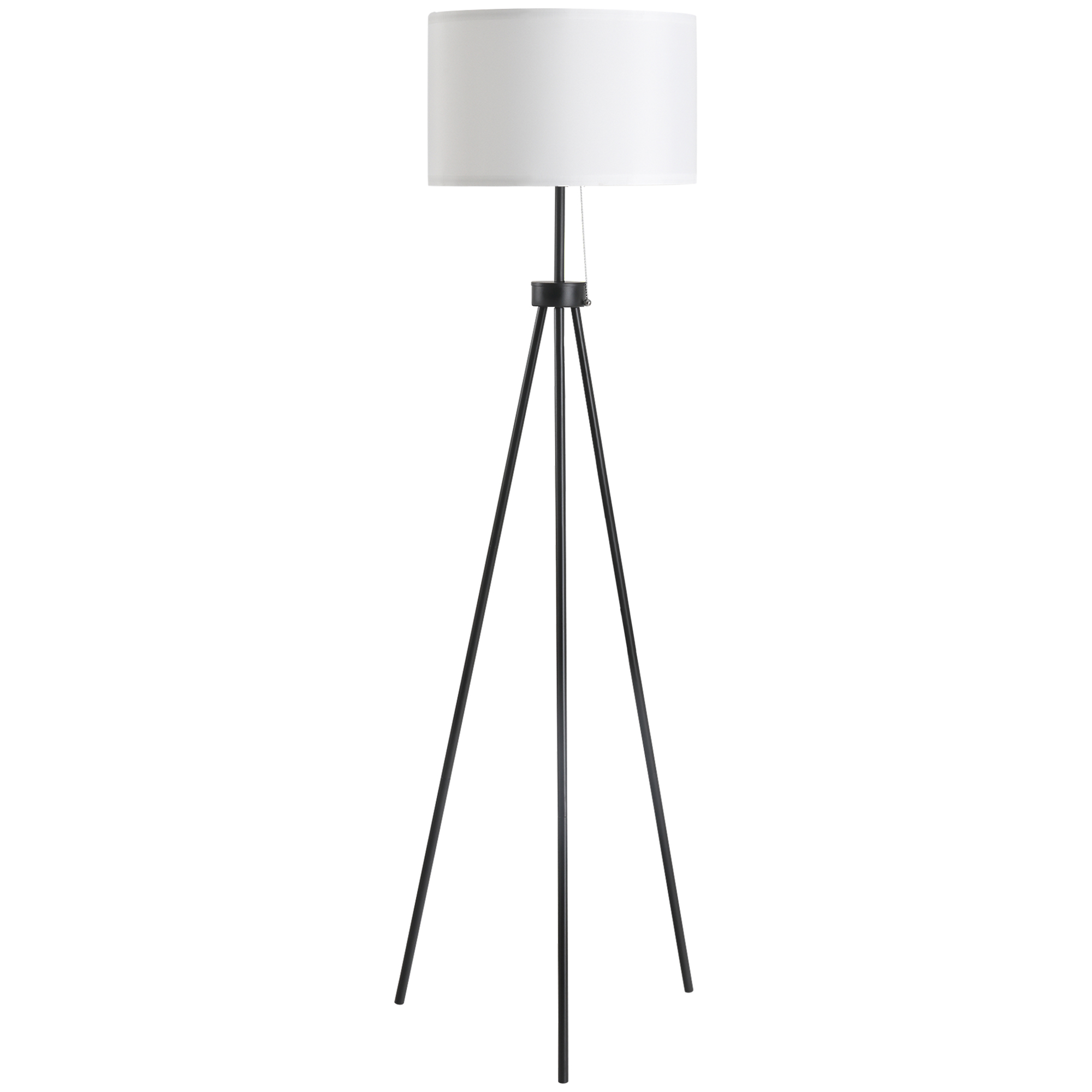HOMCOM Lámpara de Pie Moderna Lámpara de Pie Salón con Pantalla Redonda Trípode y Casquillo E27 Lámpara para Dormitorio Sala de Estar Blanco y Negro