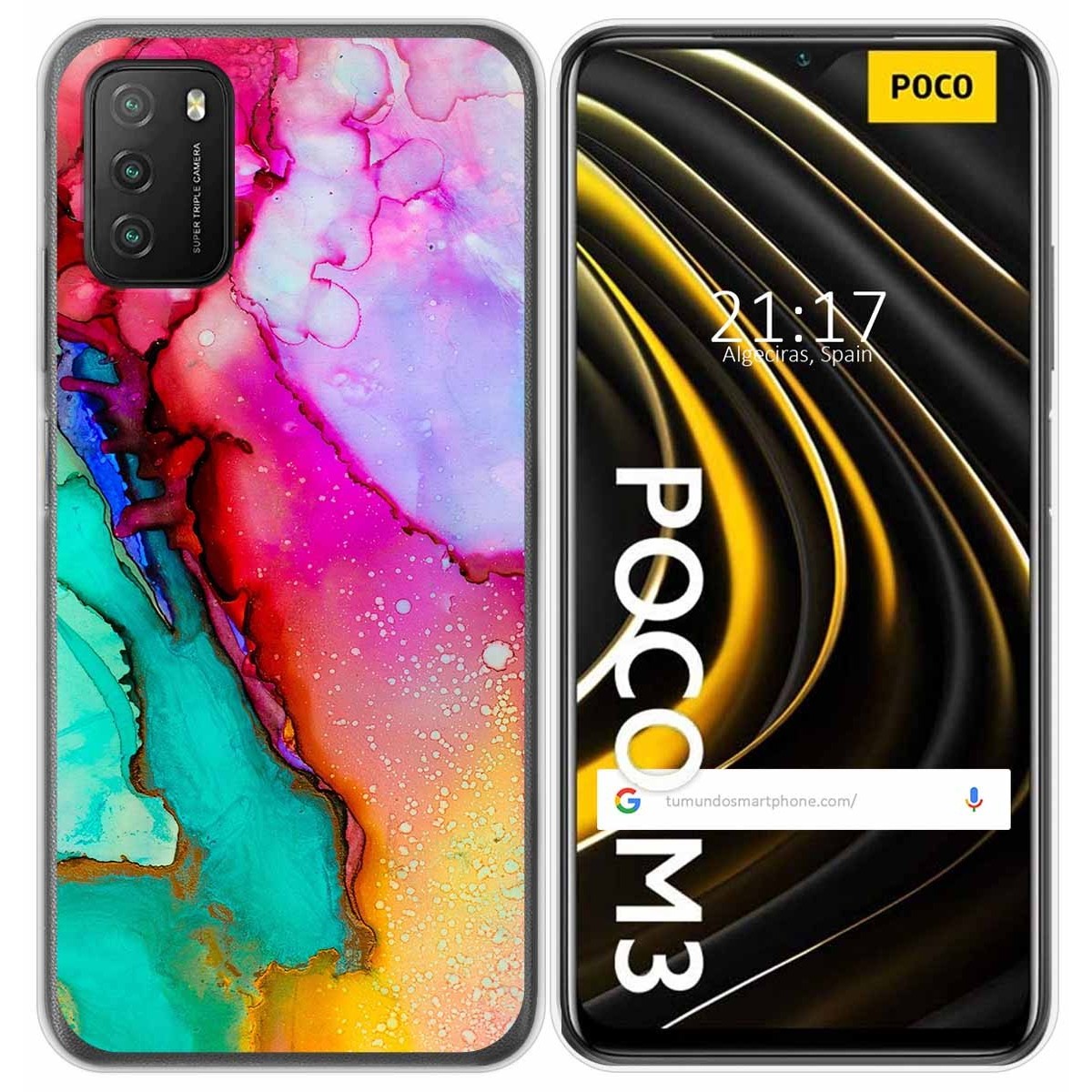 Tumundosmartphone Funda Gel Tpu para Xiaomi POCO M3 / Redmi 9T diseño Mármol 15 Dibujos