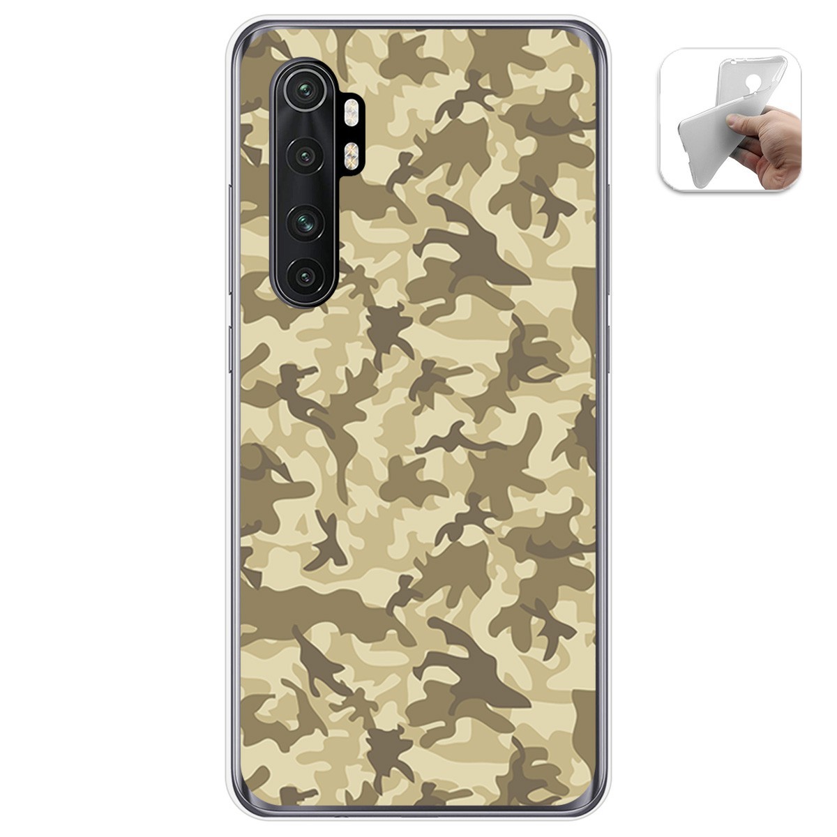 Tumundosmartphone Funda Gel TPU Xiaomi Mi Note 10 Lite Sand Camuflaje Dibujos Personalizada