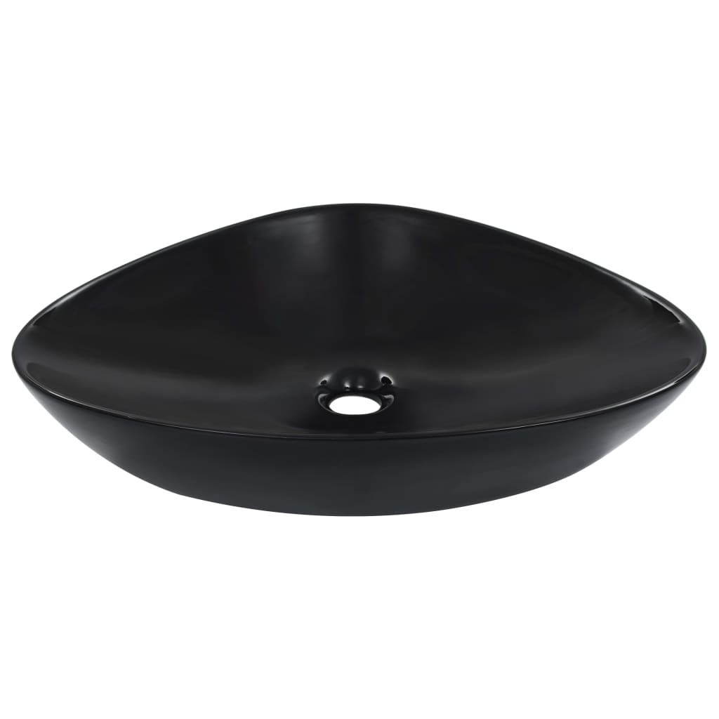 vidaXL Lavabo 58,5x39x14 cm cerámica negro