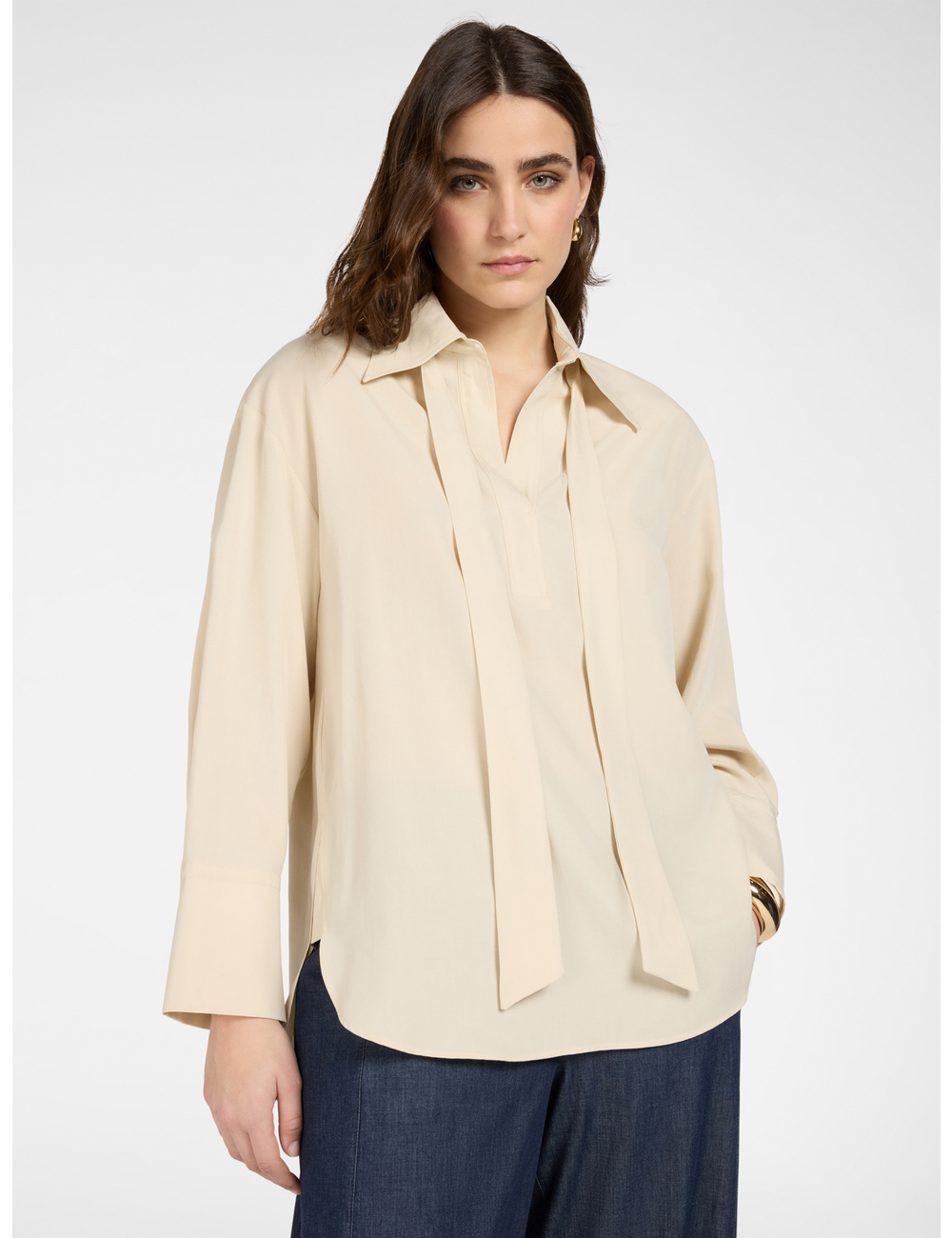 Elena Mirò - Camisa mezcla de lino con fajín