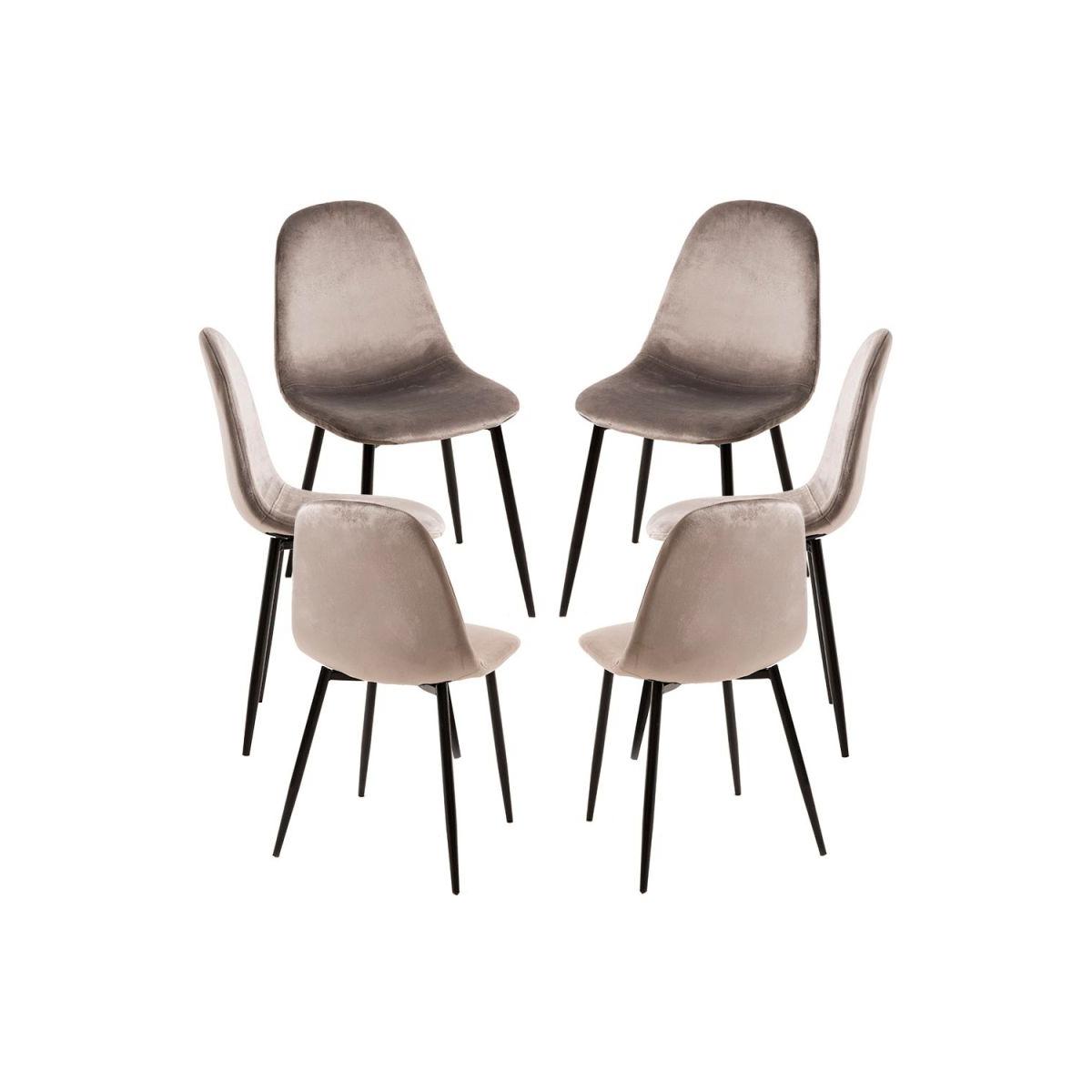Regalos Miguel - Packs Sillas Comedor - Pack 6 Sillas Teok Black Terciopelo - Gris claro