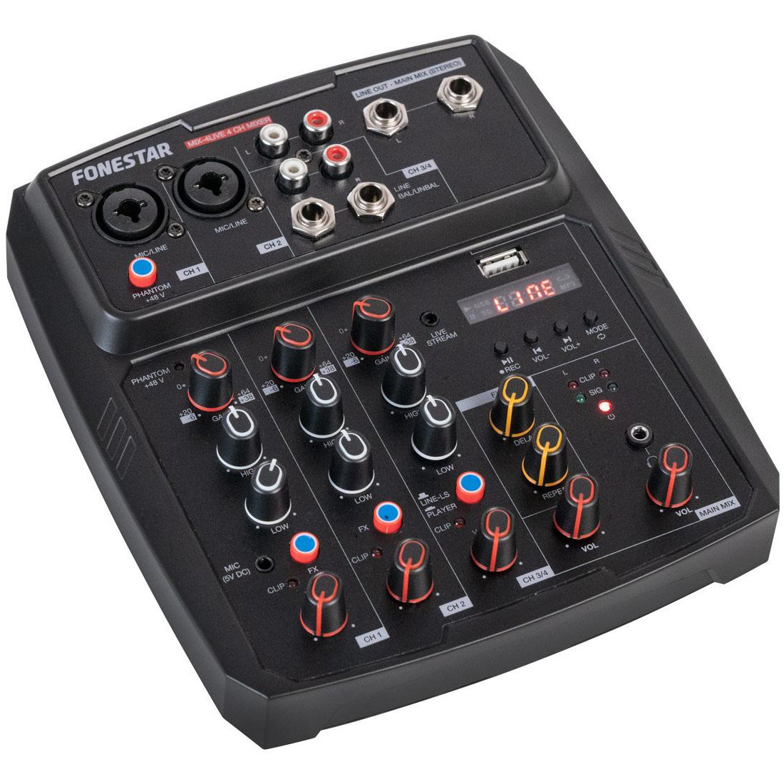 Mezclador Estudio 4in Usb-c Fonestar Mix-4live