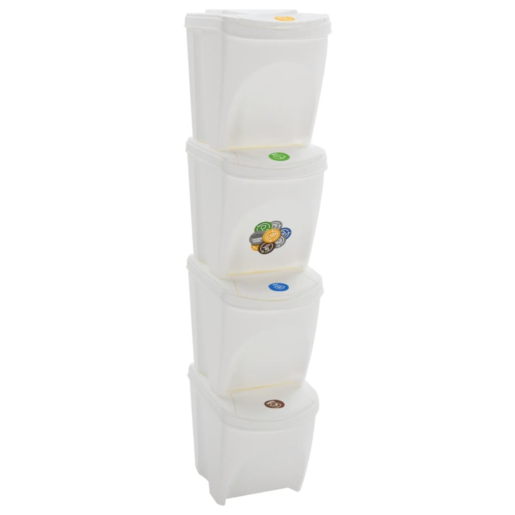 vidaXL Cubos de Basura Apilables 4 Piezas 100 L Contenedor Color Antracita,  Blanco,  Gris y mas