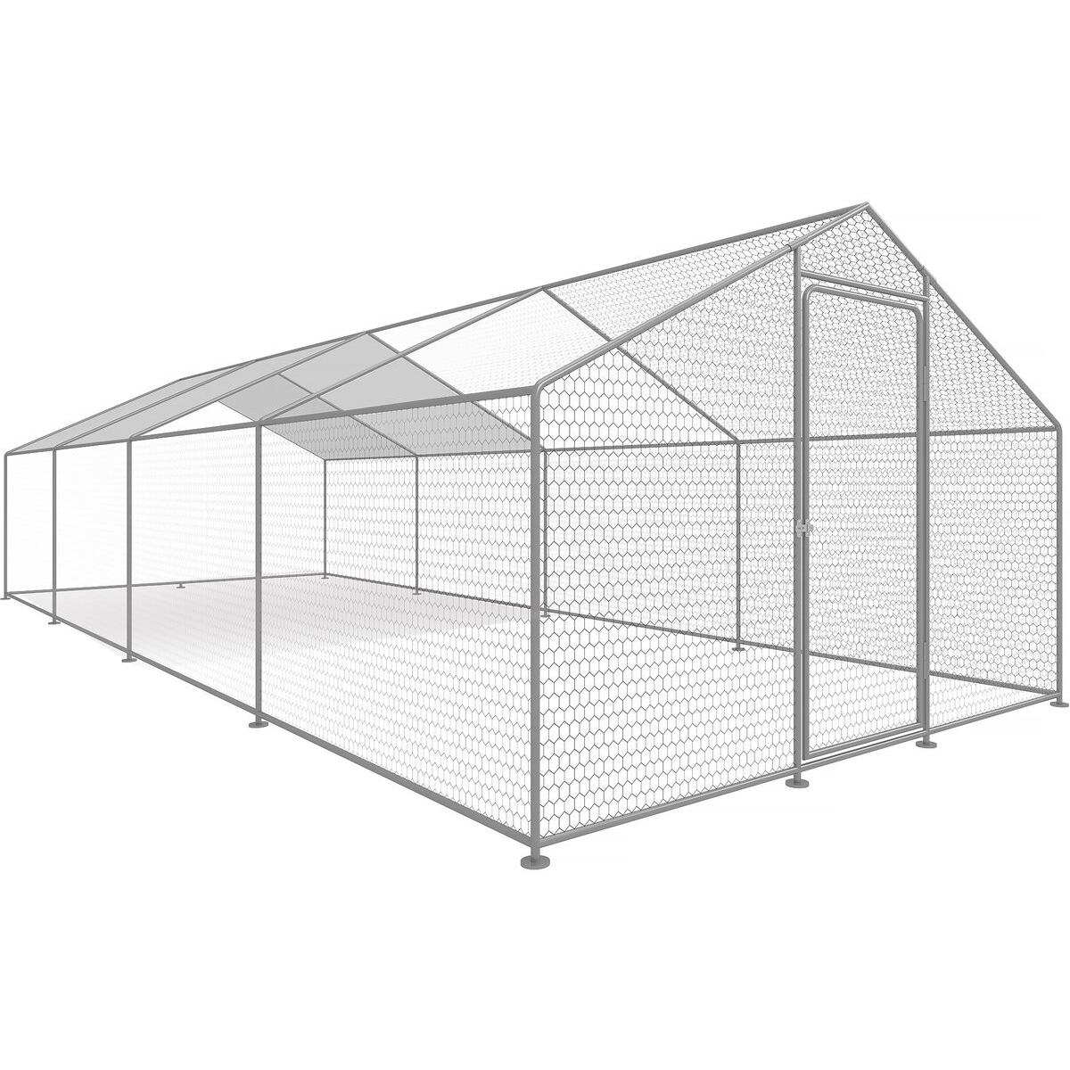 Habitat y Jardin - Gallinero 24 m² parque de malla metálica 8 x 3 x 2 M acero galvanizado