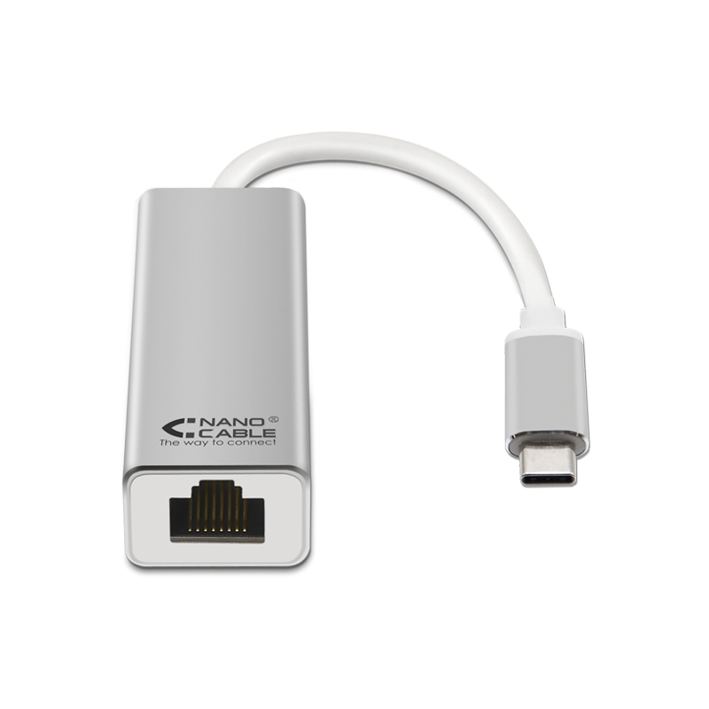 Nanocable Conversor USB-C a Ethernet Gigabit 10/100/1000 Mbps para Windows, Mac OS X, Linux y Android
