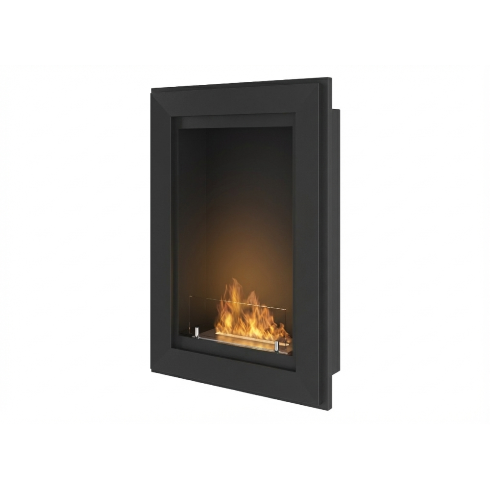 Chimenea de bioetanol empotrada Frame 550 SimpleFire con cristal - Negro mate