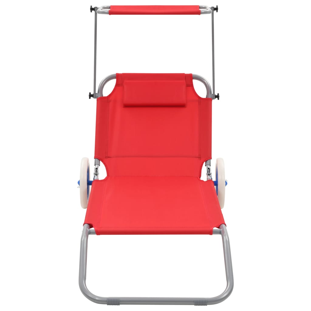 Vidaxl Tumbona Plegable con Toldo y Ruedas en Varios Colores - Ideal para Jardín, Playa, Piscina, Terraza