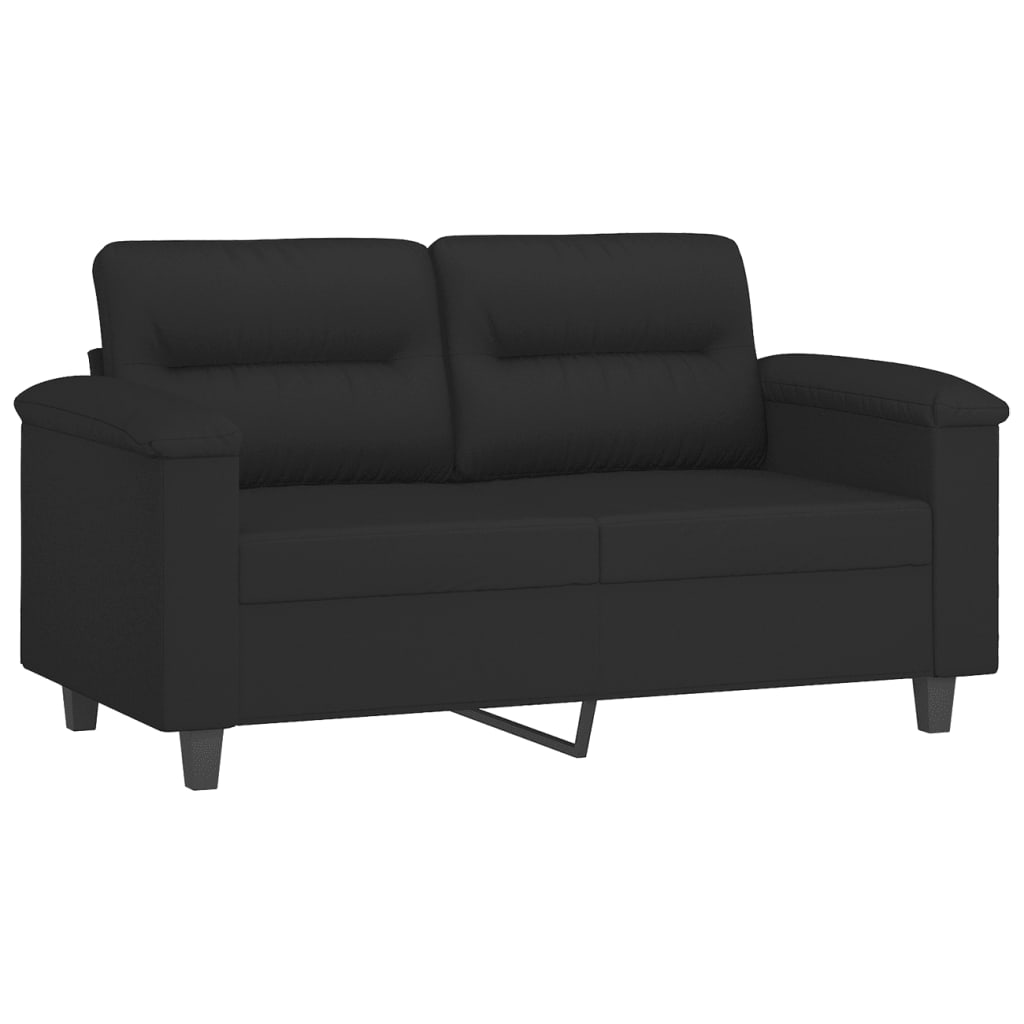 vidaXL Sofá de 2 plazas de tela de microfibra negro 120 cm