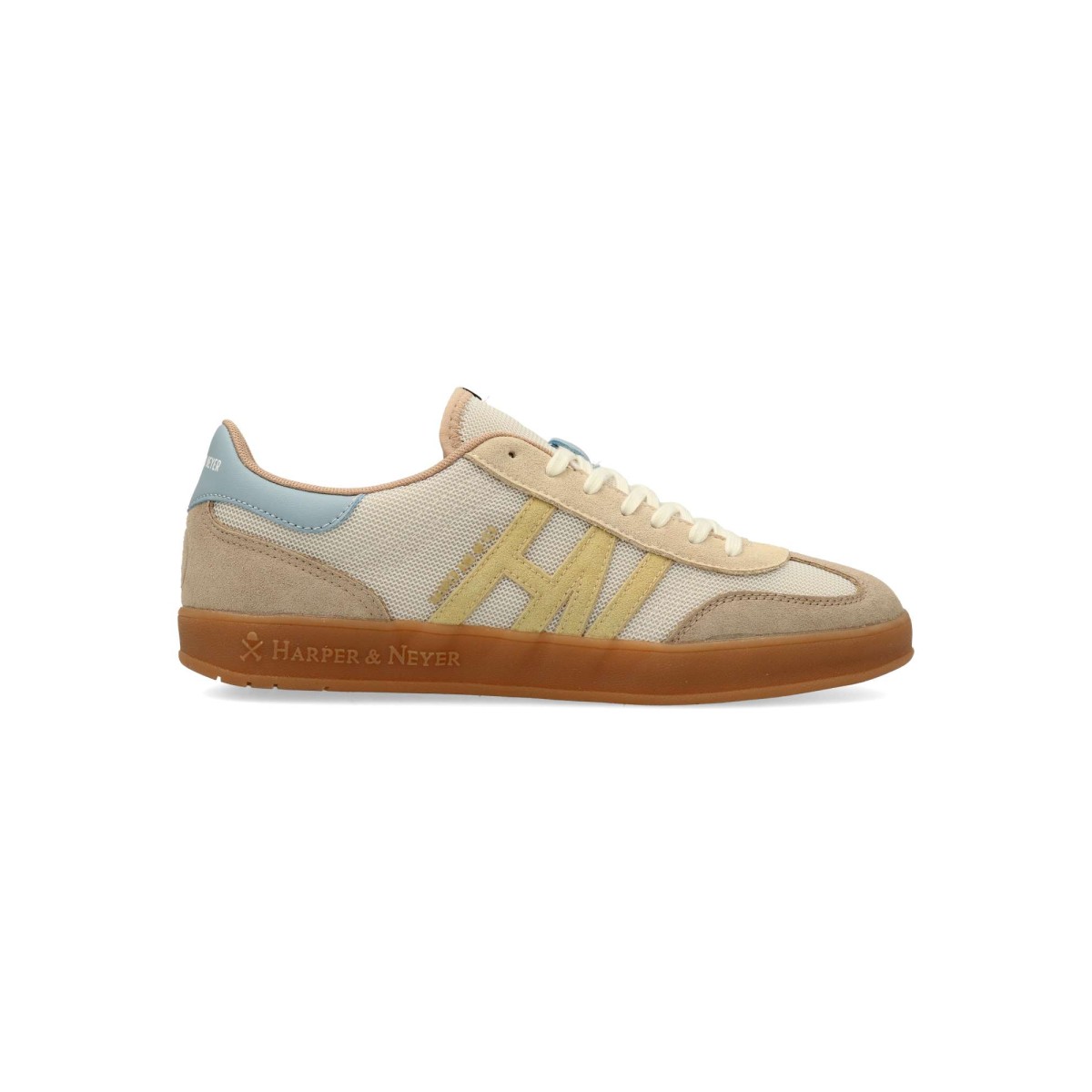 Harper & Neyer - Zapatillas sneakers Hamptons para hombre de serraje y textil, cierre de cordones con suela de goma en contraste e interior acolchado