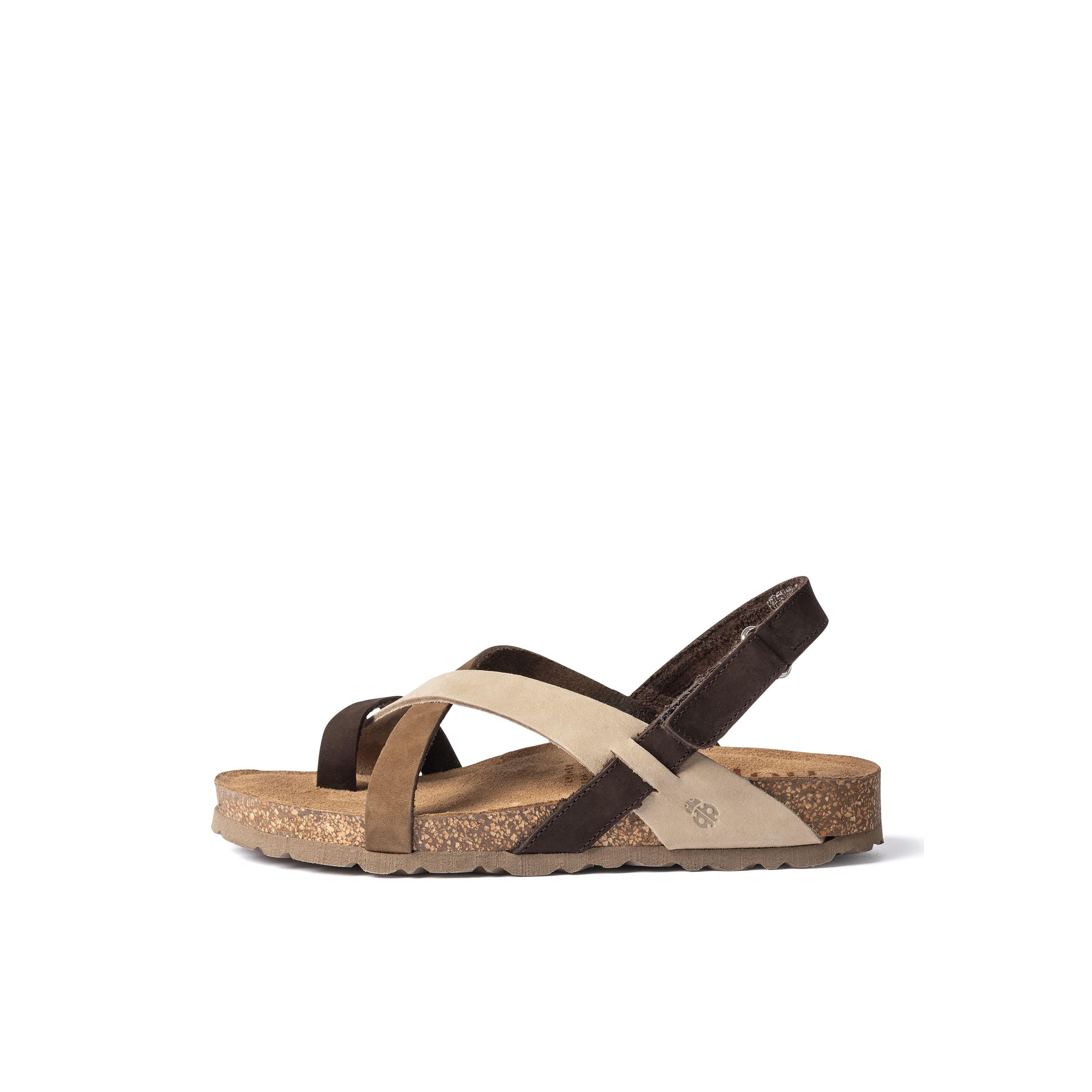 YOKONO sandalia plana JERBA-718 MARRON | Zapatos mujer Primavera-Verano | Piel vacuna  Nobuck | 3 CM