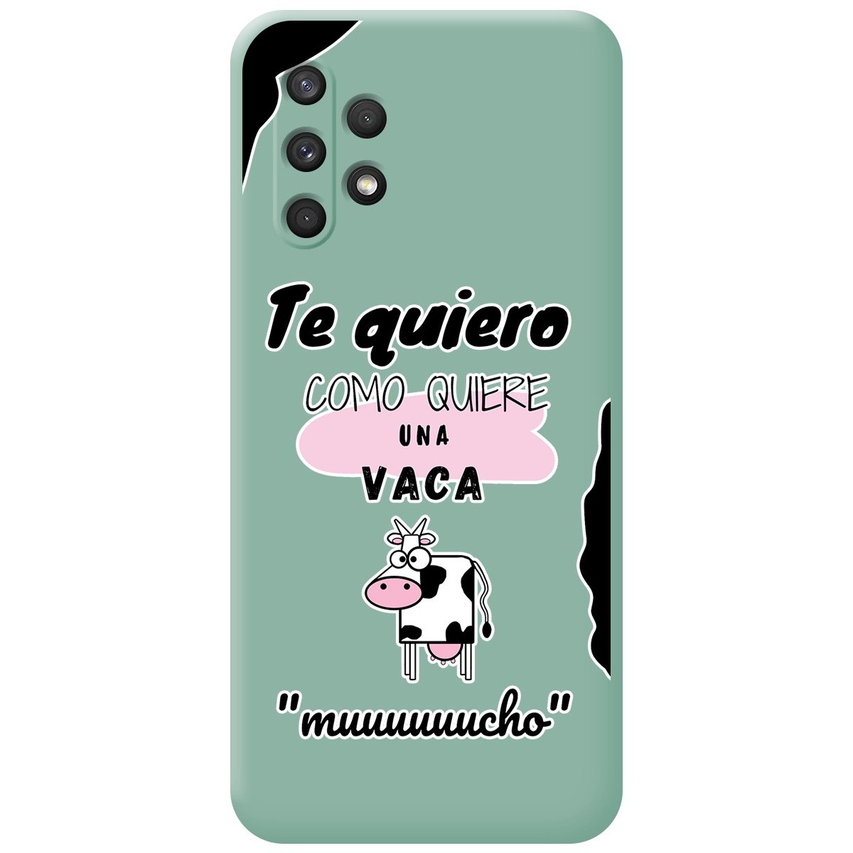 Tumundosmartphone Funda Silicona Líquida Verde para Samsung Galaxy A32 4G diseño Vaca Dibujos
