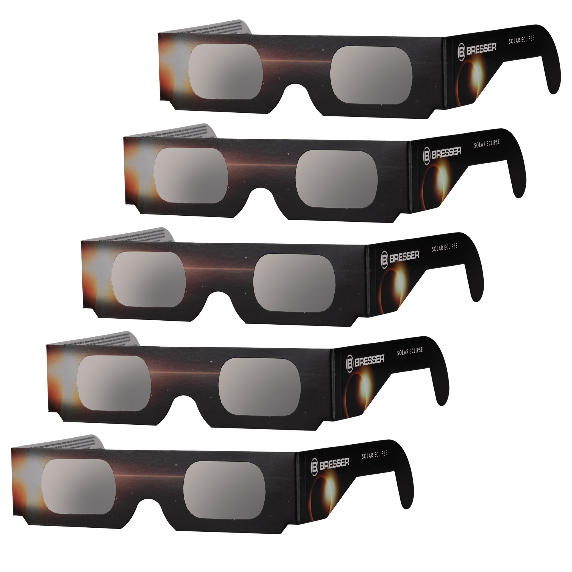 BRESSER| Gafas para ECLIPSE SOLAR【PACK de 5/10/25 Uds】Observación solar Certificado EN ISO 12312-2:2015. El próximo eclipse solar ocurrirá el 12 de agosto 2026. Con esta gafa para eclipse solar de alta calidad, disfrutarás de forma segura y sin riesgos