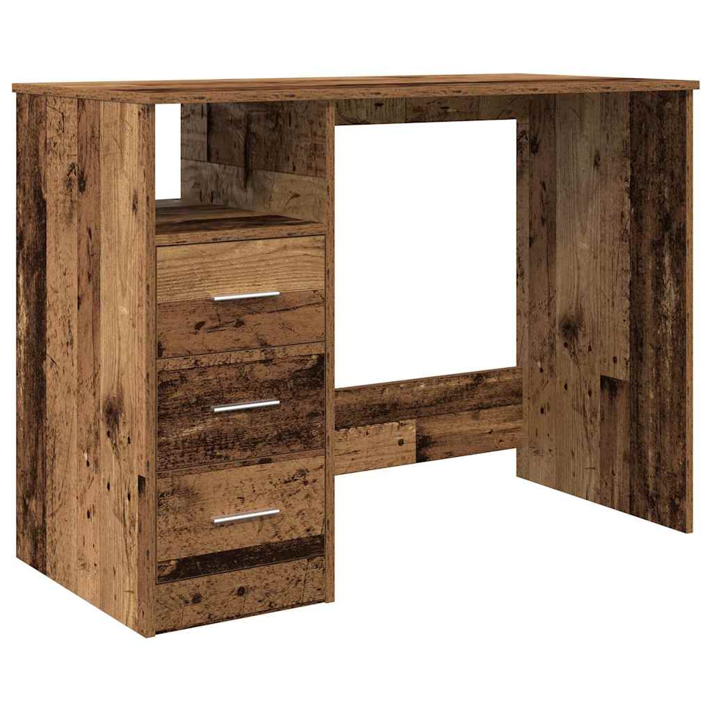 vidaXL Escritorio de madera ingeniería madera envejecida 102x50x76 cm
