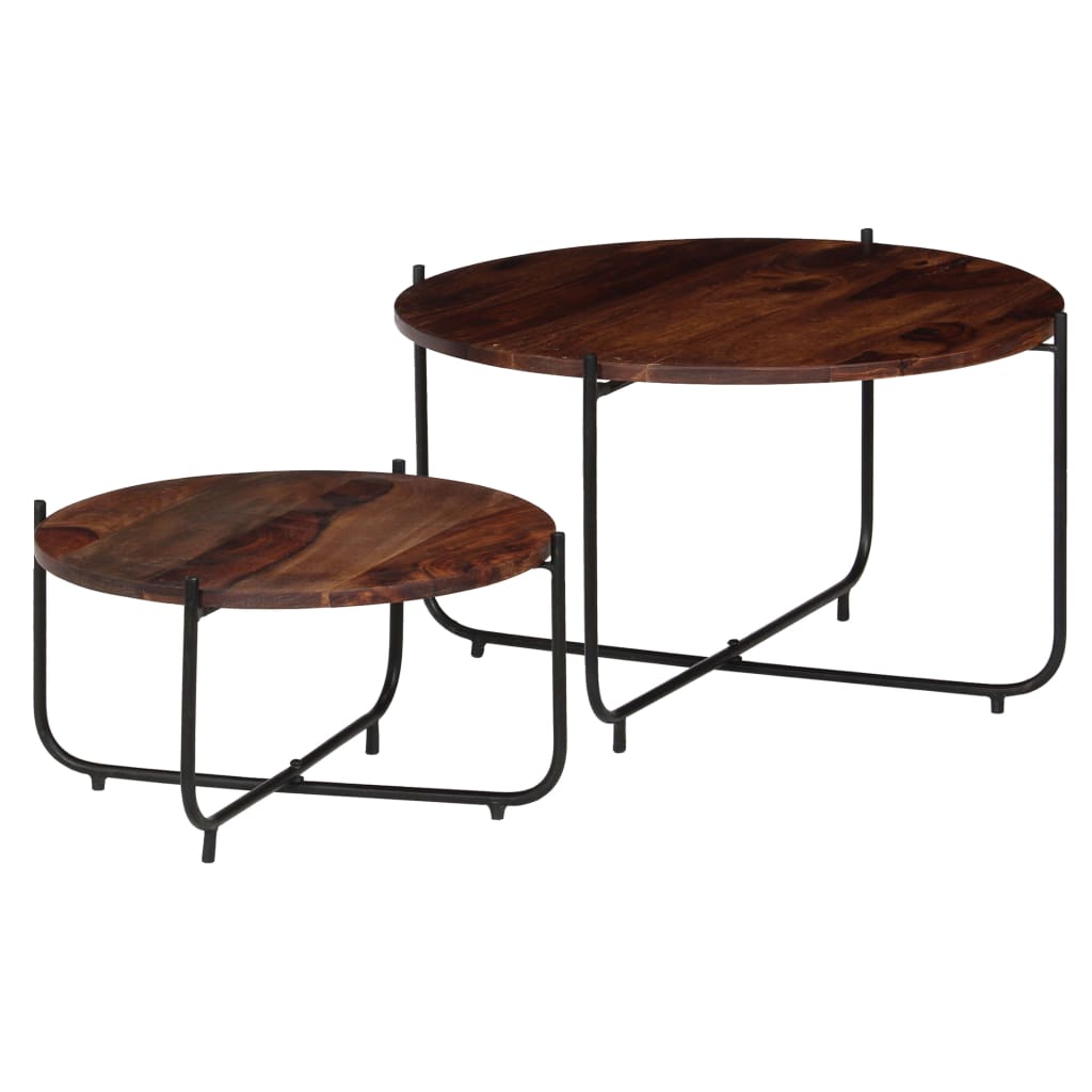 vidaXL Set de mesas de centro 2 piezas madera maciza acacia 60x35 cm