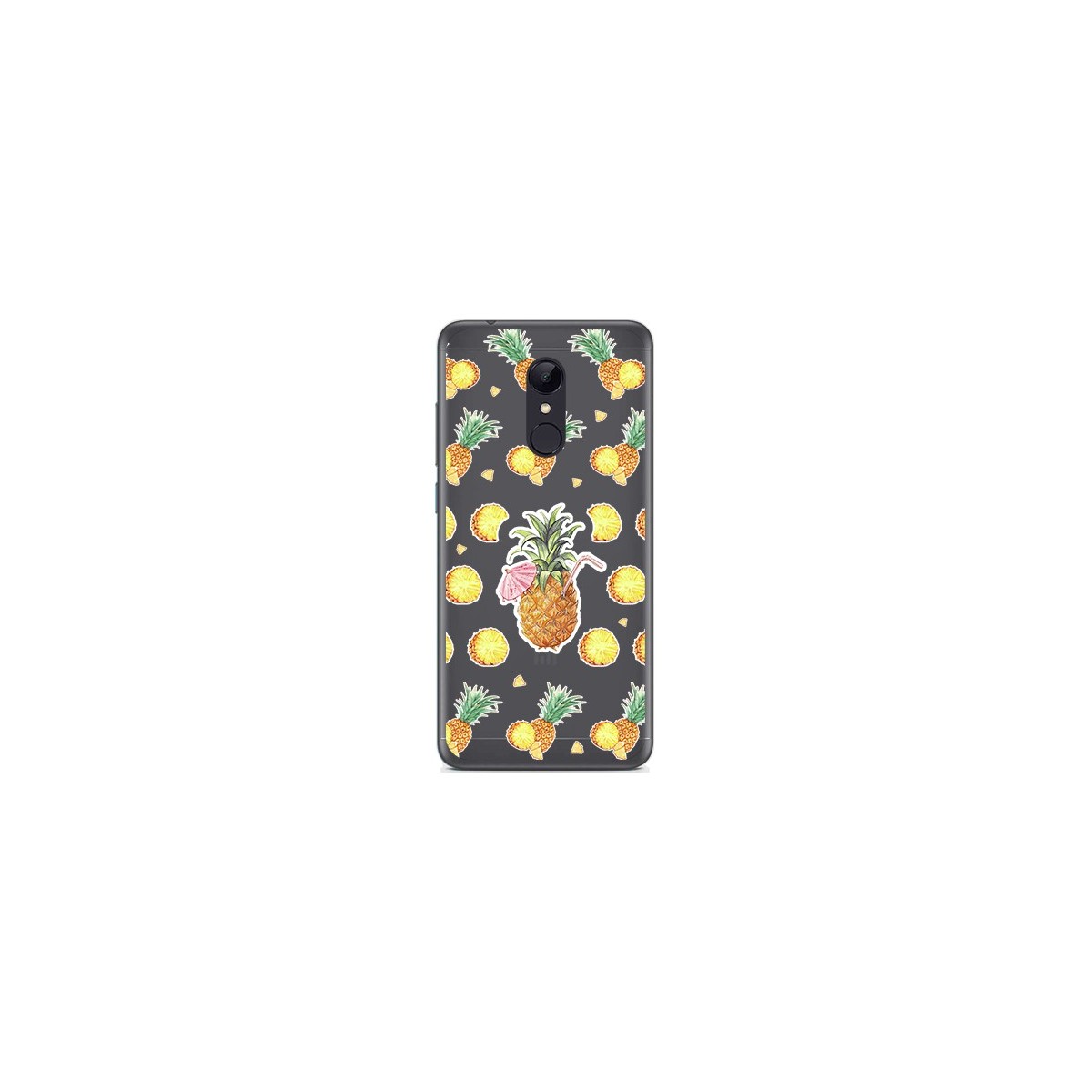 Tumundosmartphone Funda Gel Transparente para Xiaomi Redmi 5 Plus Diseño Piña Dibujos