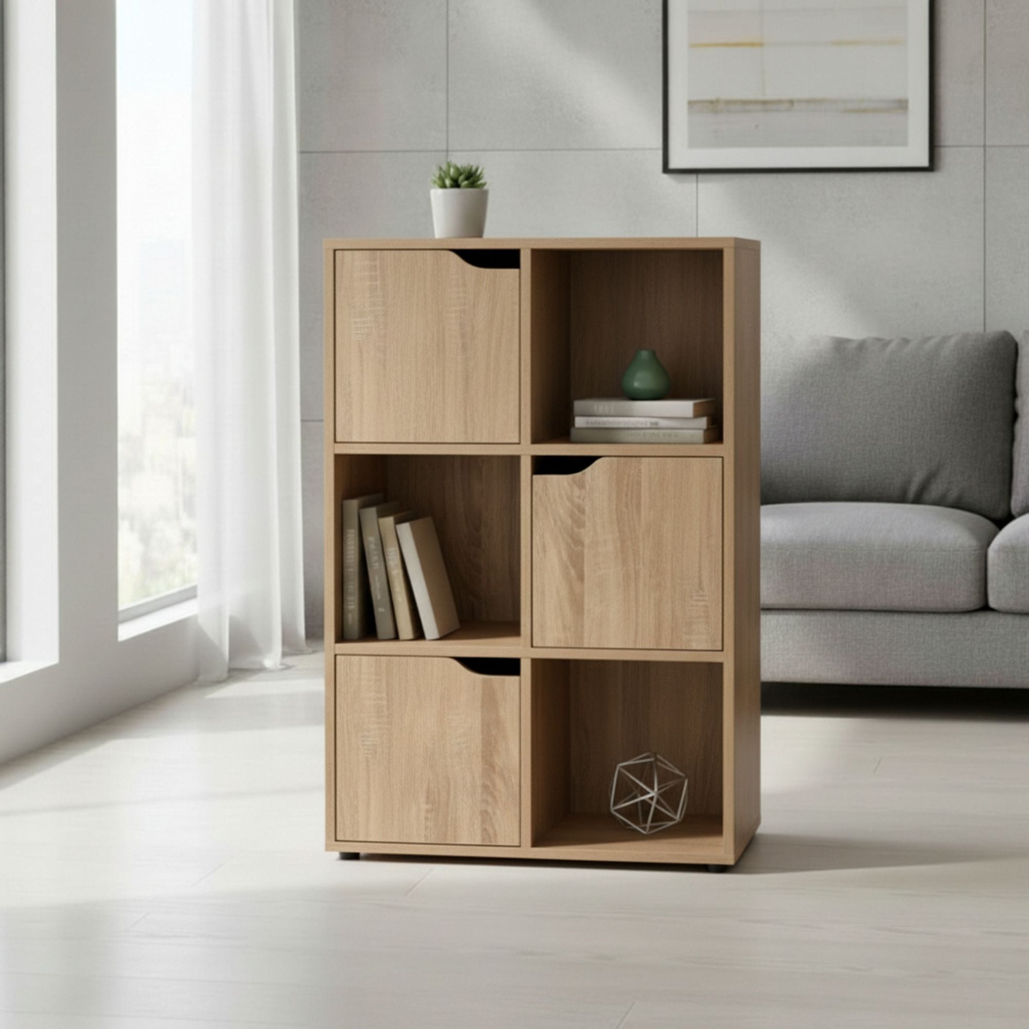MOBLEKIT | Estanterías de Cubo Roble Modulares de Madera con Diferentes Compartimentos y Opciones con Puertas, Librerías y Muebles de Almacenaje para Dormitorio, Cocina o Entrada