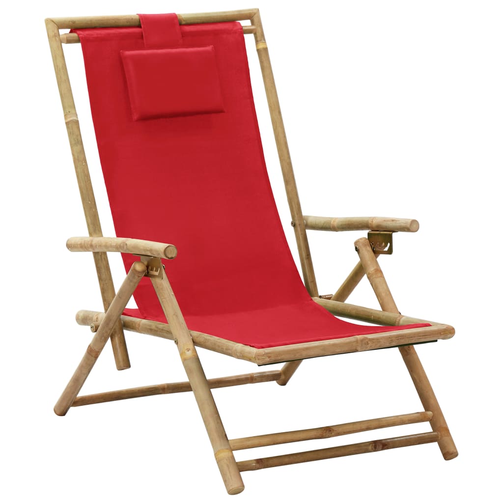 vidaXL Silla de relax reclinable de bambú y tela
