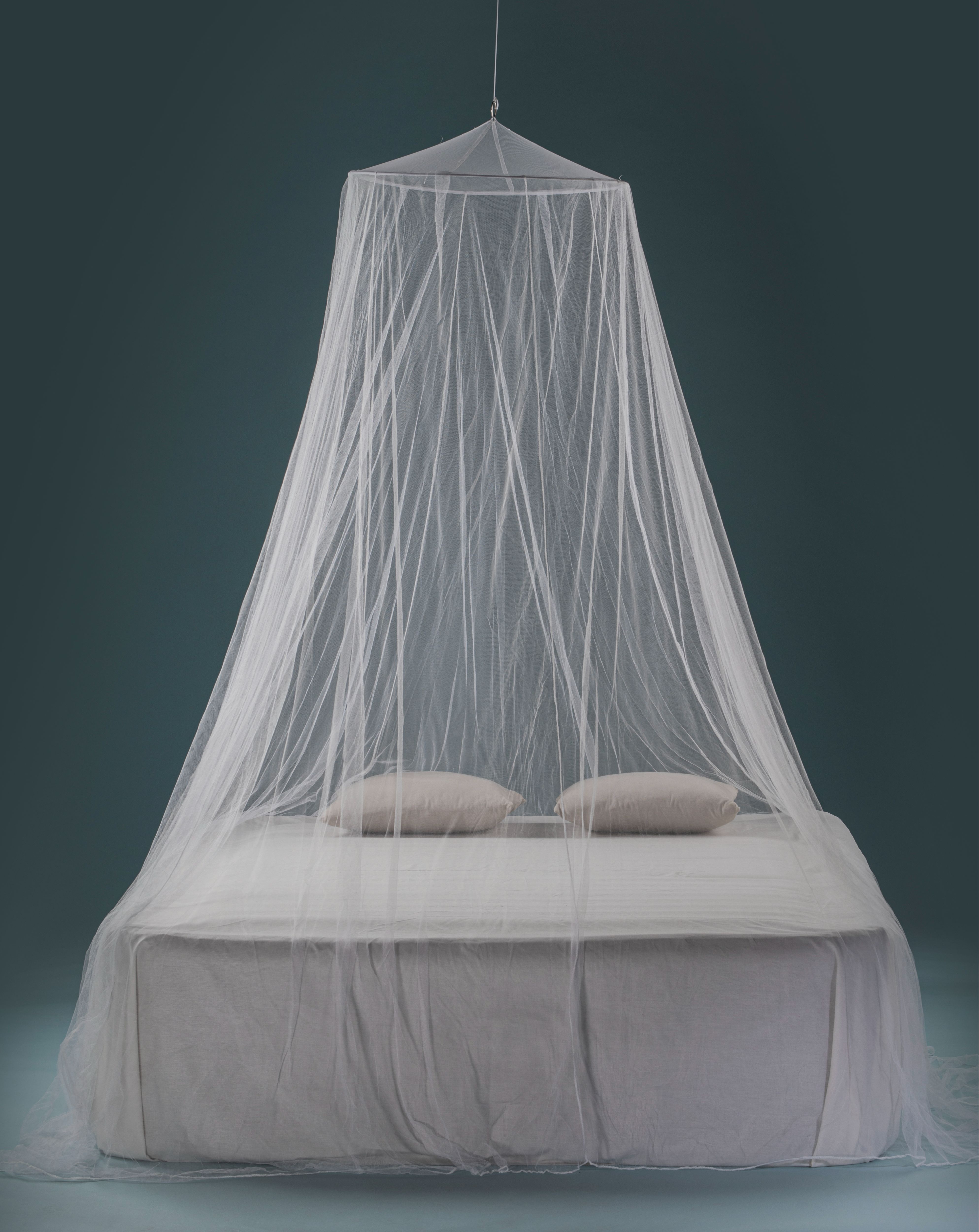 Mosquitera para cama individual y doble BANGLA DELUXE blanca con un punto  de sujeción y malla 256. 