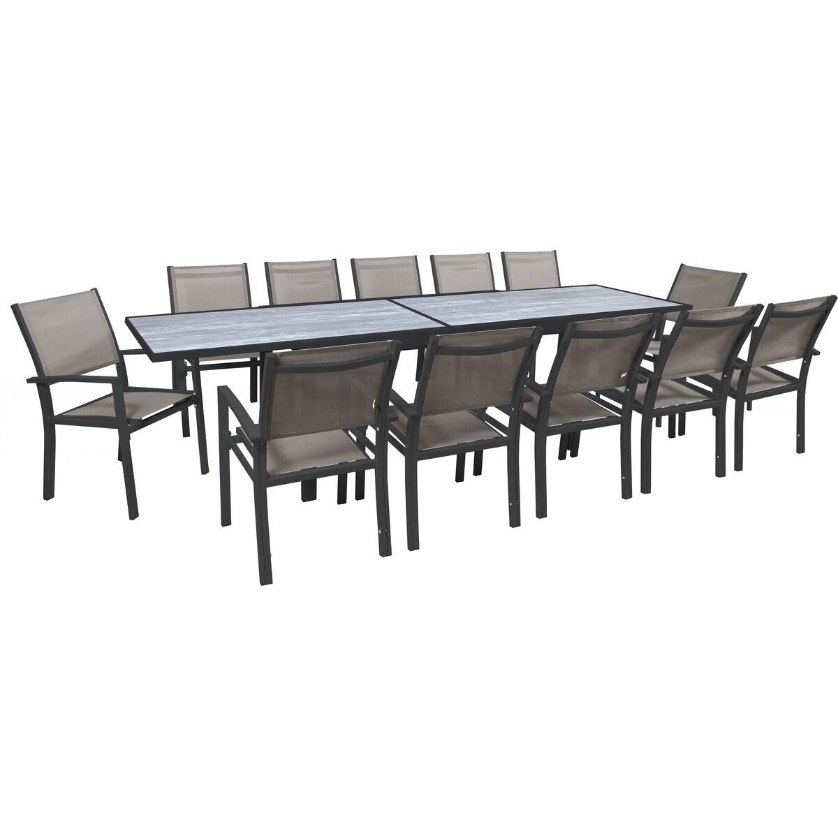 Habitat y Jardin - Conjunto de jardín extensible  - 200/320 x 105 x 76 cm - Gris topo - 12 plazas