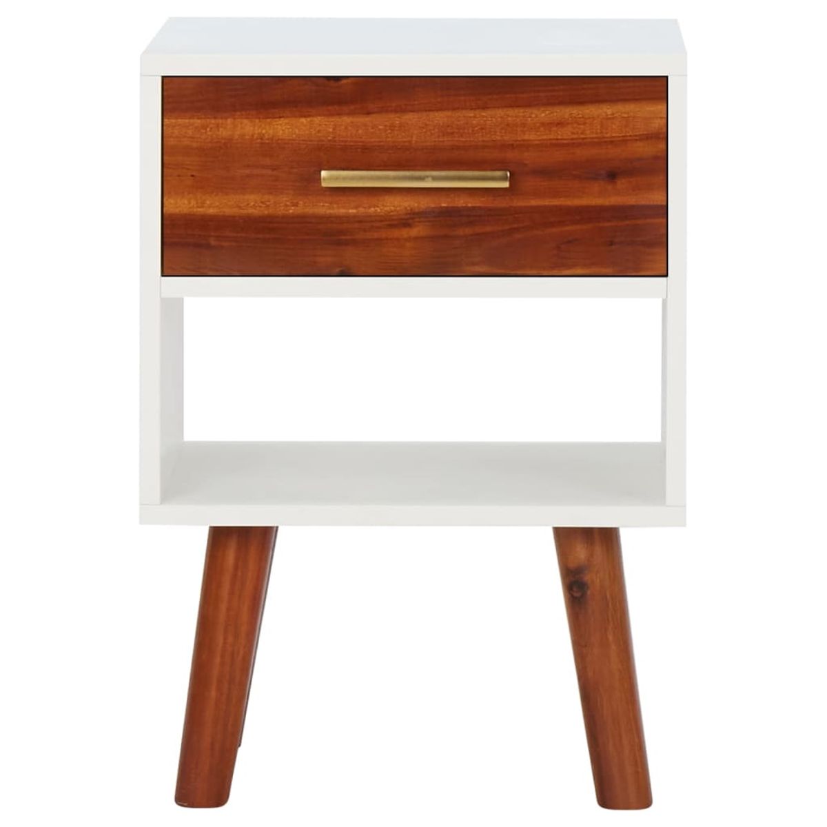 Pack de 2 mesitas de noche Roll cajón + estante blanco/madera 57x40x30 cm