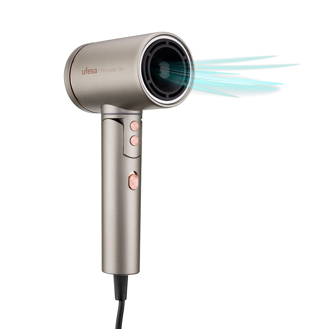 Ufesa - Secador de pelo Pro Ionic GO profesional con motor digital de 105.000 rpm, tecnología Dual Heat Protect y 20 millones de iones negativos por segundo para secado ultrarrápido y cuidado capilar avanzado