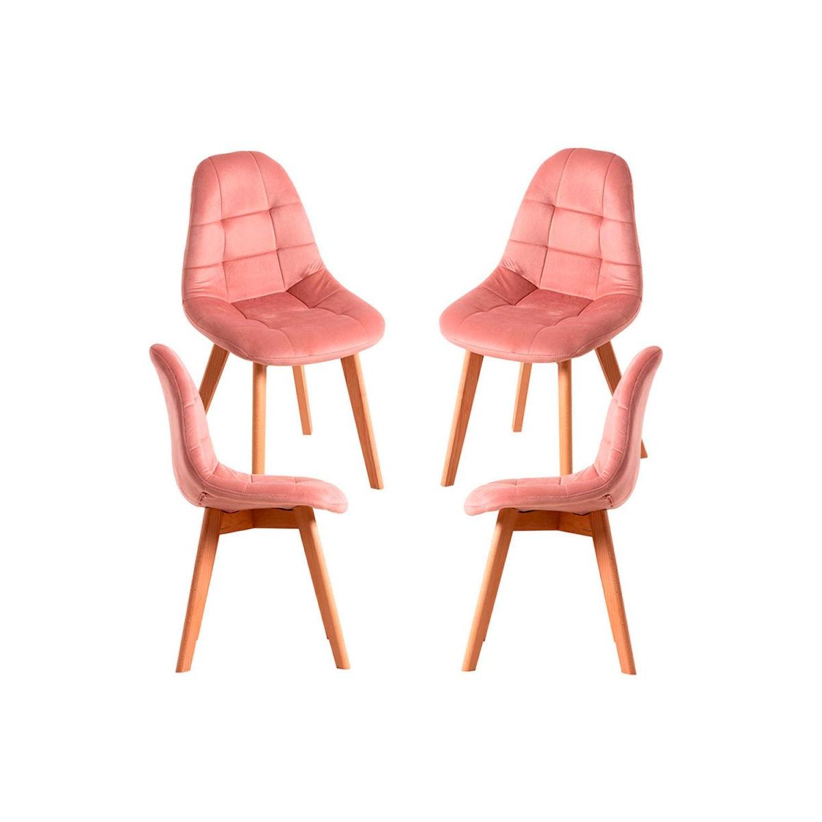 Regalos Miguel - Packs Sillas Comedor - Pack 4 Sillas Kelen Terciopelo - Rosa