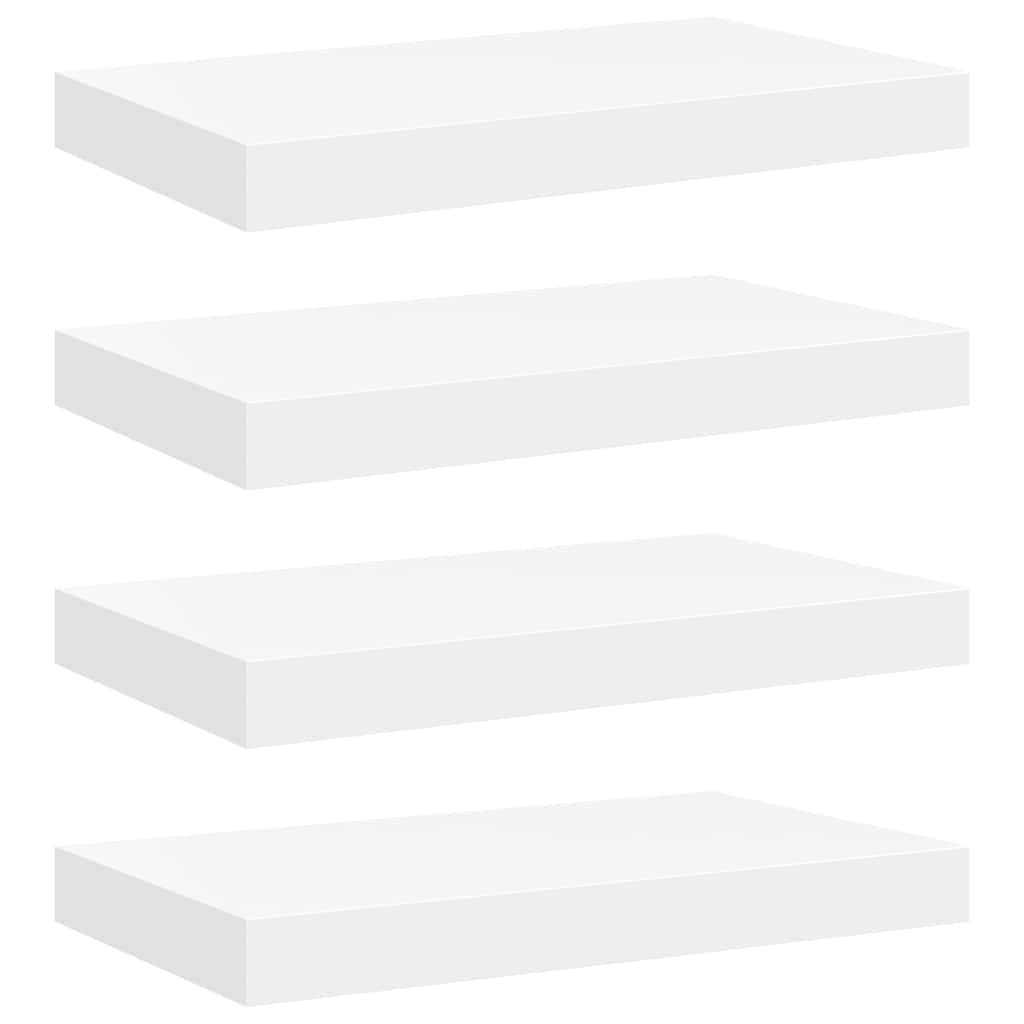 vidaXL Estantes flotantes de pared 4 uds MDF blanco 40x23x3,8 cm