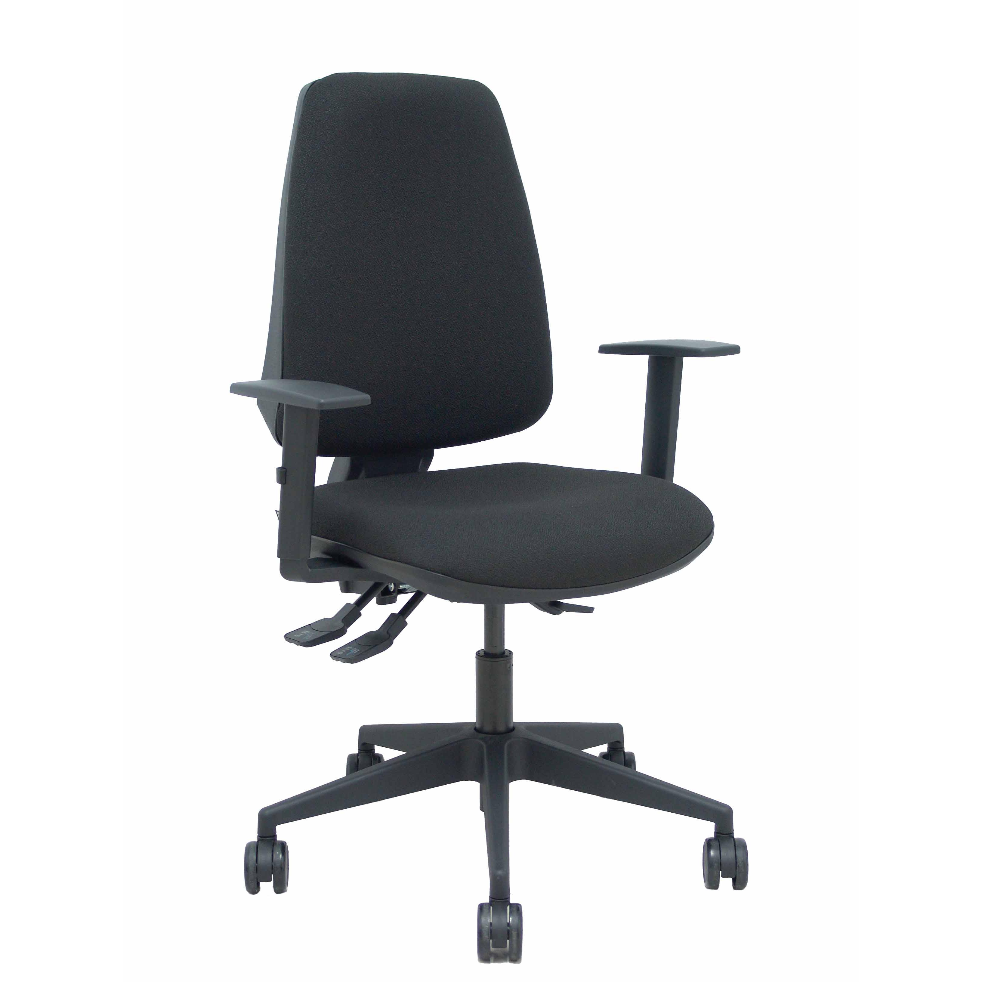 Silla Elche asincro bali negro brazos 1D base piramidal ruedas de nailon de 65mm