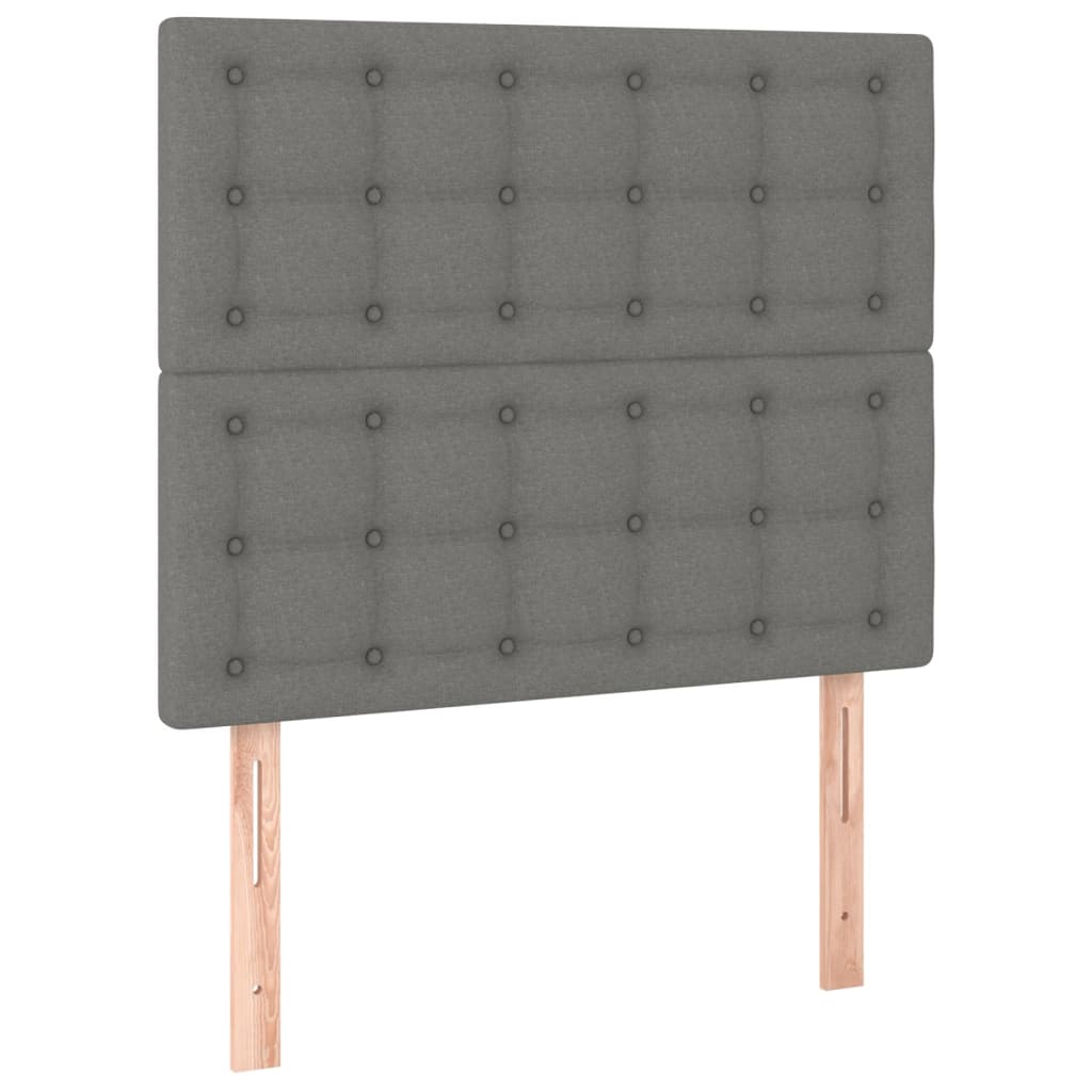 vidaXL Cabecero con luces LED tela gris oscuro 80x5x118/128 cm