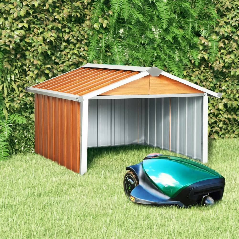 vidaXL COBERTIZO PARA CORTACÉSPED ACERO GALVANIZADO MARRÓN 92X97X63 CM