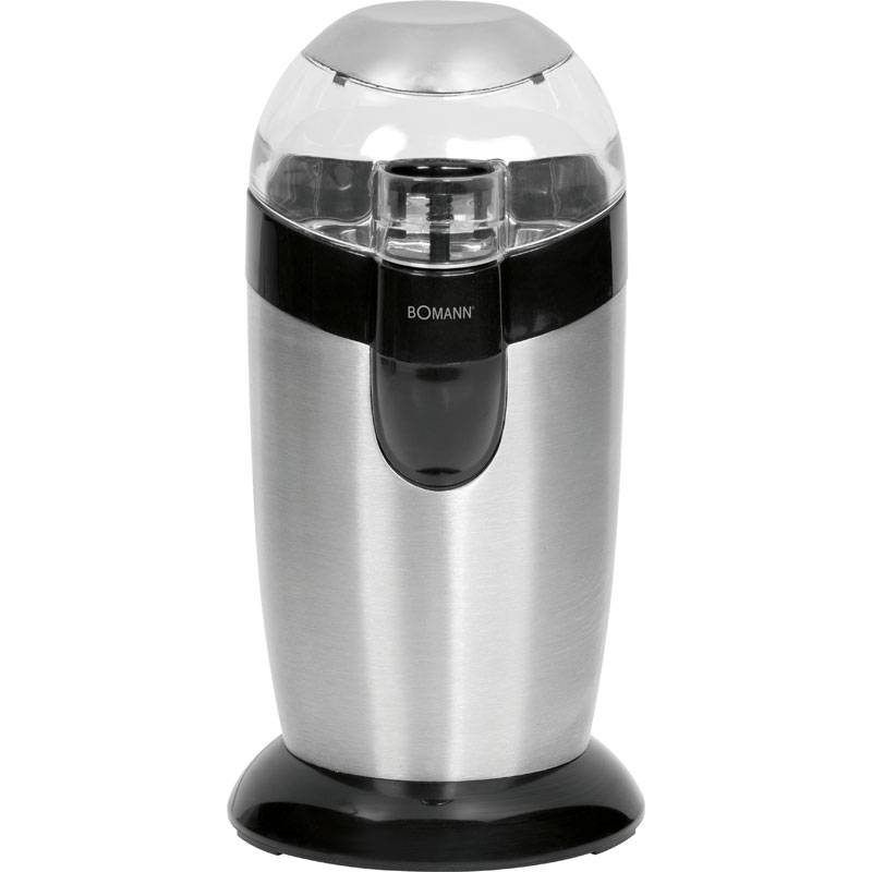 Bomann KSW 445 CB Molinillo Café Eléctrico, Especias, Semillas, 40 g café 20 tazas café, Cuchillas Acero Inox., 120W, Negro/Plata