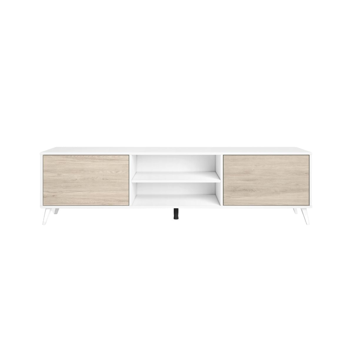 Mueble de TV Tito 2 puertas con 2 compartimentos blanco/natural 49x180x39,6 cm