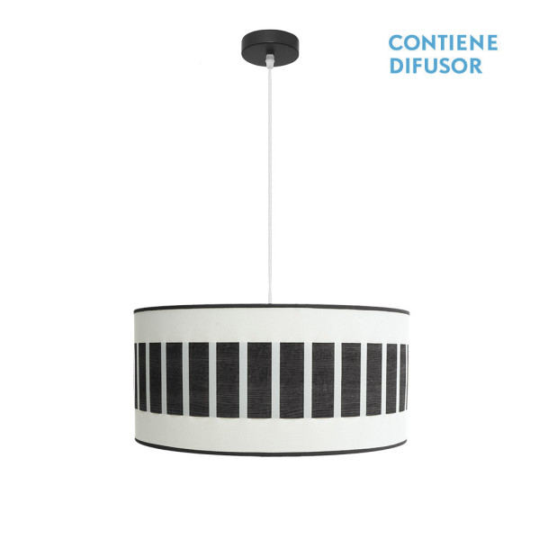 FABRILAMP Colgante Ivanna 2xe27 Negro/blanco-madera Negra Regx50x50 Cm