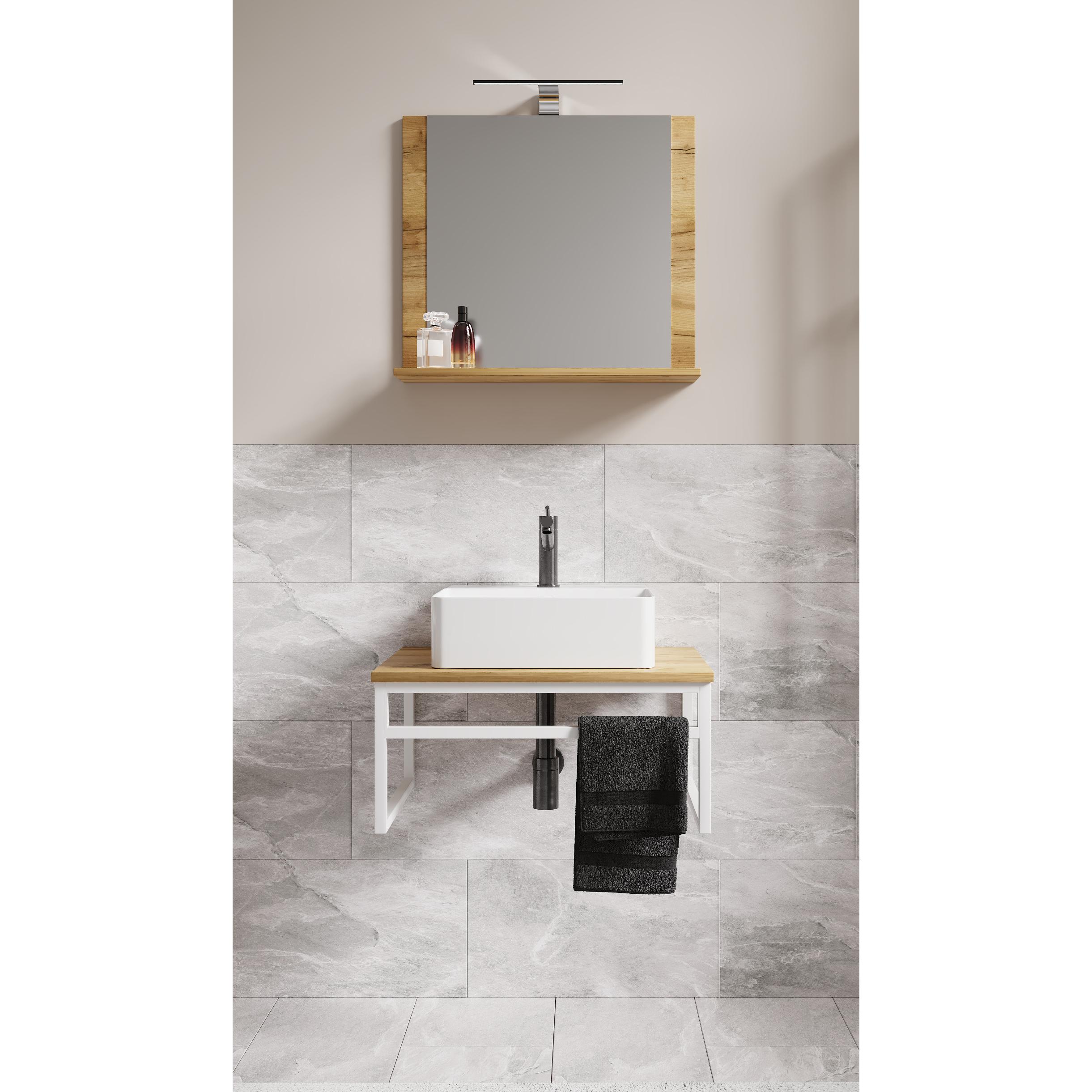 Mueble lavabo 3 piezas Conjunto mueble baño Lavabo madera metal Estilo Industrial Bitila 60 V2 Mueble lavabo 3 piezas Conjunto mueble baño Lavabo madera metal Estilo Industrial Bitila 60 V2