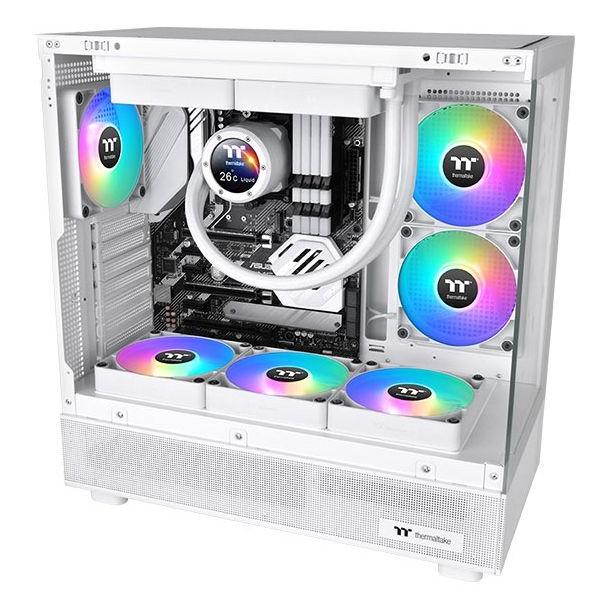 Thermaltake - Ventiladores CT140 ARGB Blanco de 140 mm (pack de 2) con cojinetes hidráulicos, flujo inverso optimizado, 94,95 CFM y control PWM para refrigeración eficiente en PC