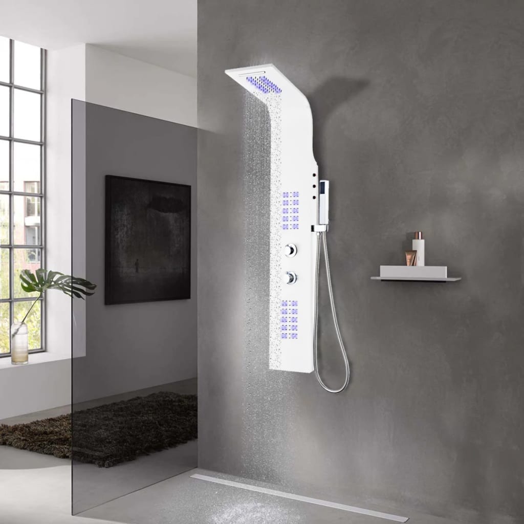 vidaXL Panel Ducha de Aluminio 20x44x130 cm Baño Aseo Bañeras Grifos Color Blanco,  Negro, y mas
