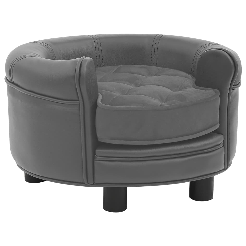 vidaXL Sofá para Perros Felpa y Cuero Sintético 48x48x32 cm Acolchado Color Gris oscuro,  Gris,  Marrón y mas