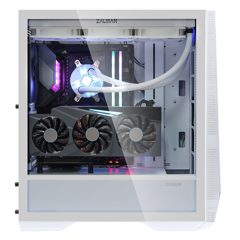 Zalman - Caja de CPU Z9 Iceberg ATX para PC con panel lateral de vidrio templado, refrigeración eficiente con ventilador frontal de 140 mm, compatible con placas base ATX/EATX/microATX/Mini-ITX, color blanco