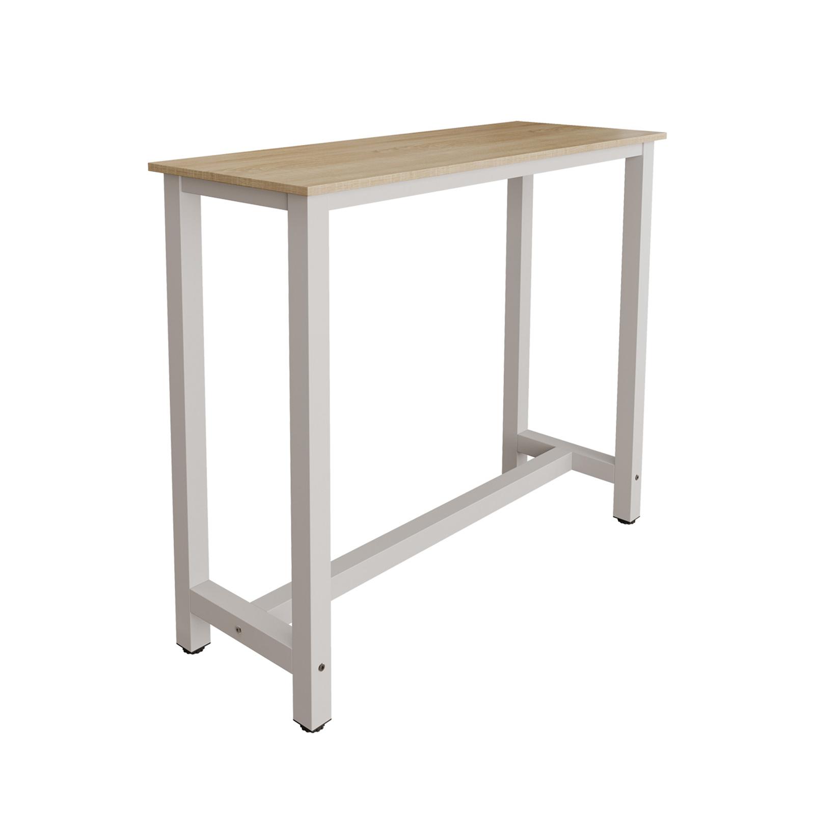 Muebles Bonitos - Mesa alta moderna de tablero melamínico mate efecto madera Sonoma y patas metálicas lacadas en blanco brillante, regulables, para cocina o comedor - 100 cm alto × 40 cm profundo