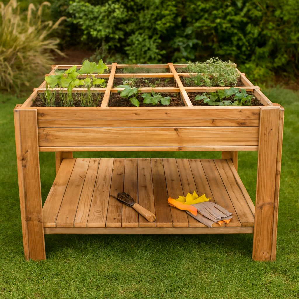 Mesa de Cultivo Rectangular  120x80x80 cm con Separadores y Espacio de Almacenamiento Inferior-VidaHuerto | Tura