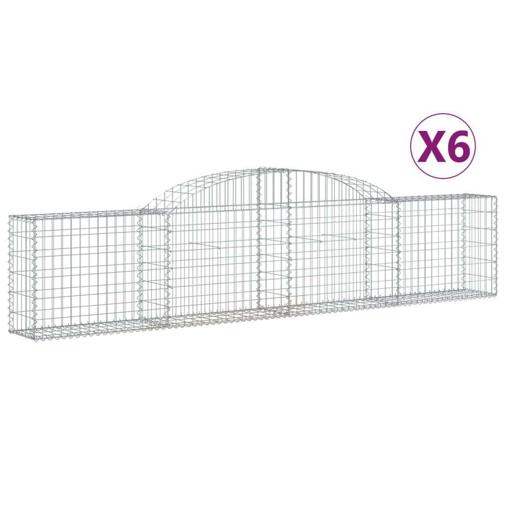 Vidaxl Cestas de Gaviones 6 Uds Forma de Arco Hierro Dimensiones 300 X 30 X 40/60 Cm, 300 X 30 X 60/80 Cm, 300 X 30 X 80/100 Cm y Mas
