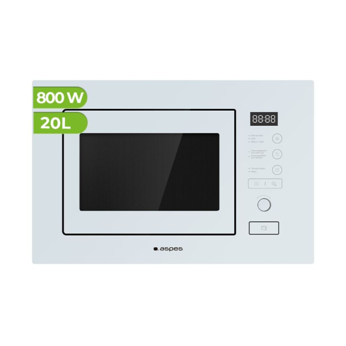 Microondas integrable Aspes AMWI2800DGB 800W 20L con grill blanco