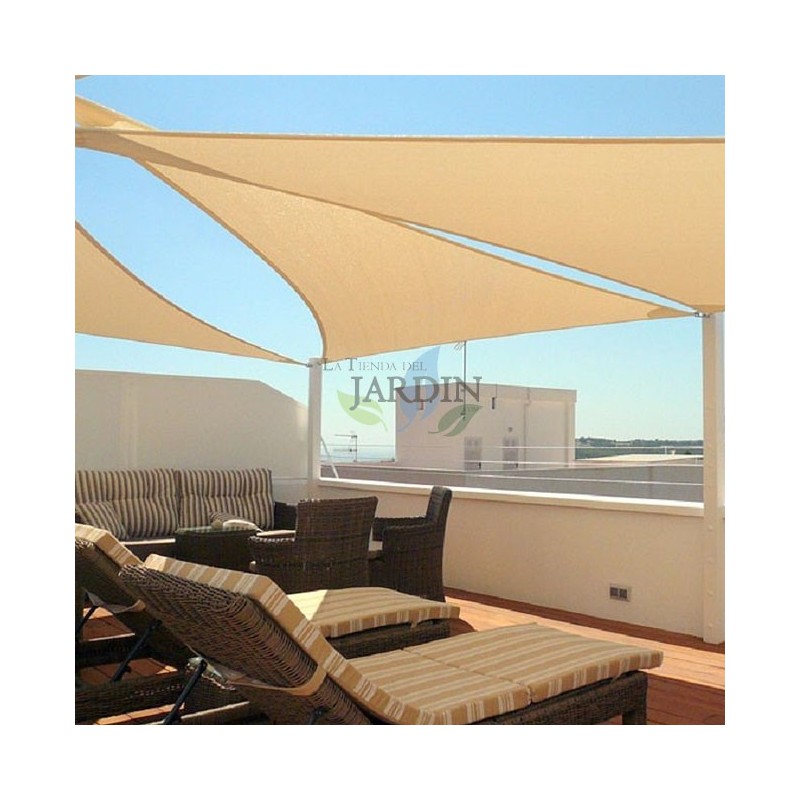 Suinga Toldo Impermeable Exterior Beige | Toldo Vela de Sombra Triangular 5x5x5 m | Toldos para Patio Exterior Jardin UV