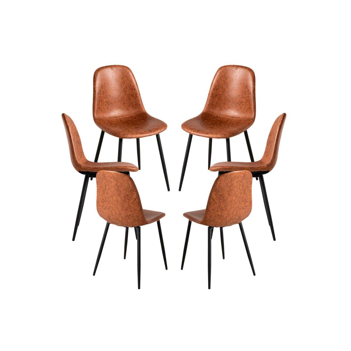 Regalos Miguel - Packs Sillas Comedor - Pack 6 Sillas Black Teok Polipiel - Camel Vintage
