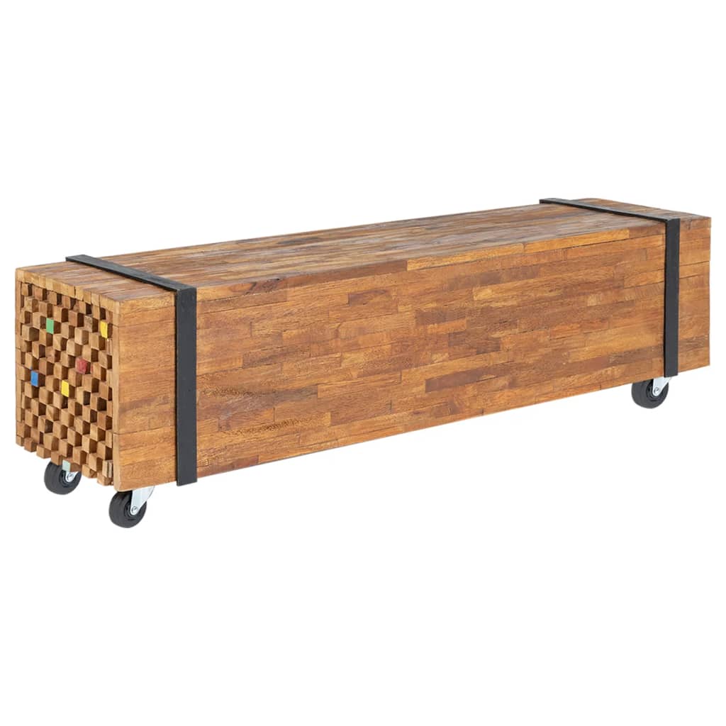 vidaXL Mueble para TV madera teca macizo 110x30x32,5 cm